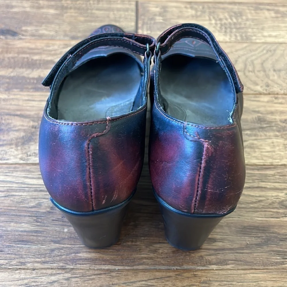 NAOT Alma Platform Mary Jane Wedge Heel in Volcanic Red Leather Size 40